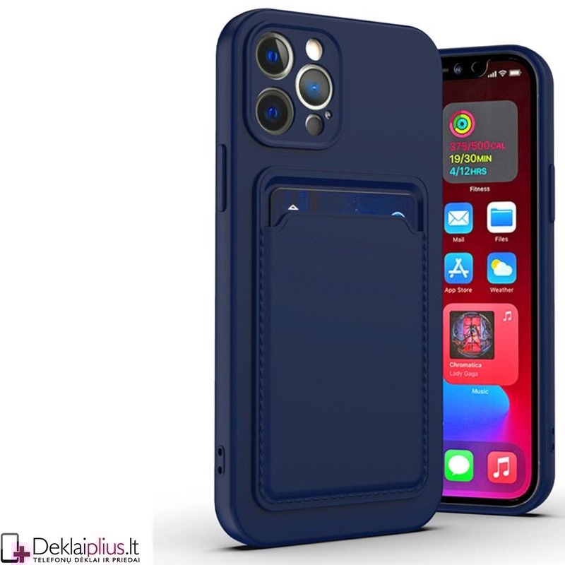Švelnus silikoninis dėklas su kišenėle - mėlynas (telefonams Apple Iphone 12 Pro) Švelnus silikoninis dėklas su kišenėle - mėlynas (telefonams Apple Iphone 12 Pro)